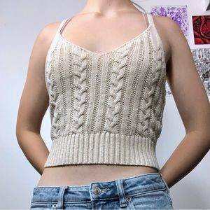 AE cable knit cropped top.